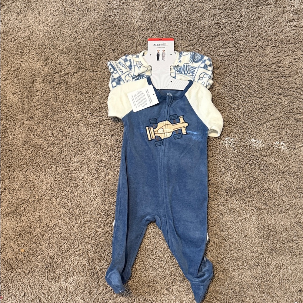 NWT-  2 pack Baby Boy fleece sleepers